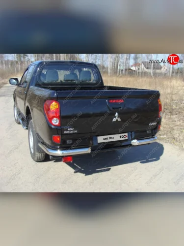 Защита задняя (уголки, нержавейка 76,1 мм) ТСС Тюнинг Mitsubishi L200  4 (2013-2016)  рестайлинг