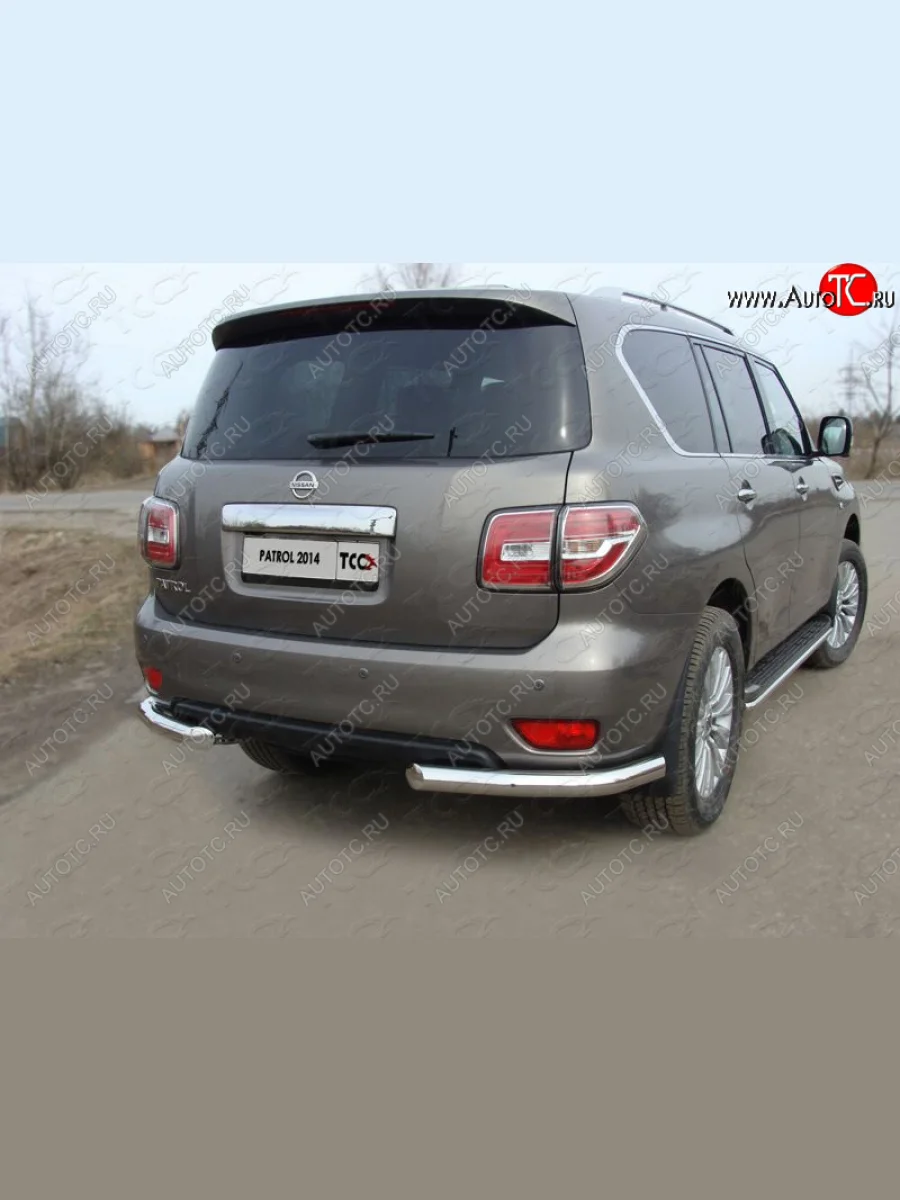 Защита задняя (уголки, нержавейка 76,1 мм) ТСС Тюнинг Nissan Patrol 6 Y62 рестайлинг (2014-2017)  в Самаре Самарской области