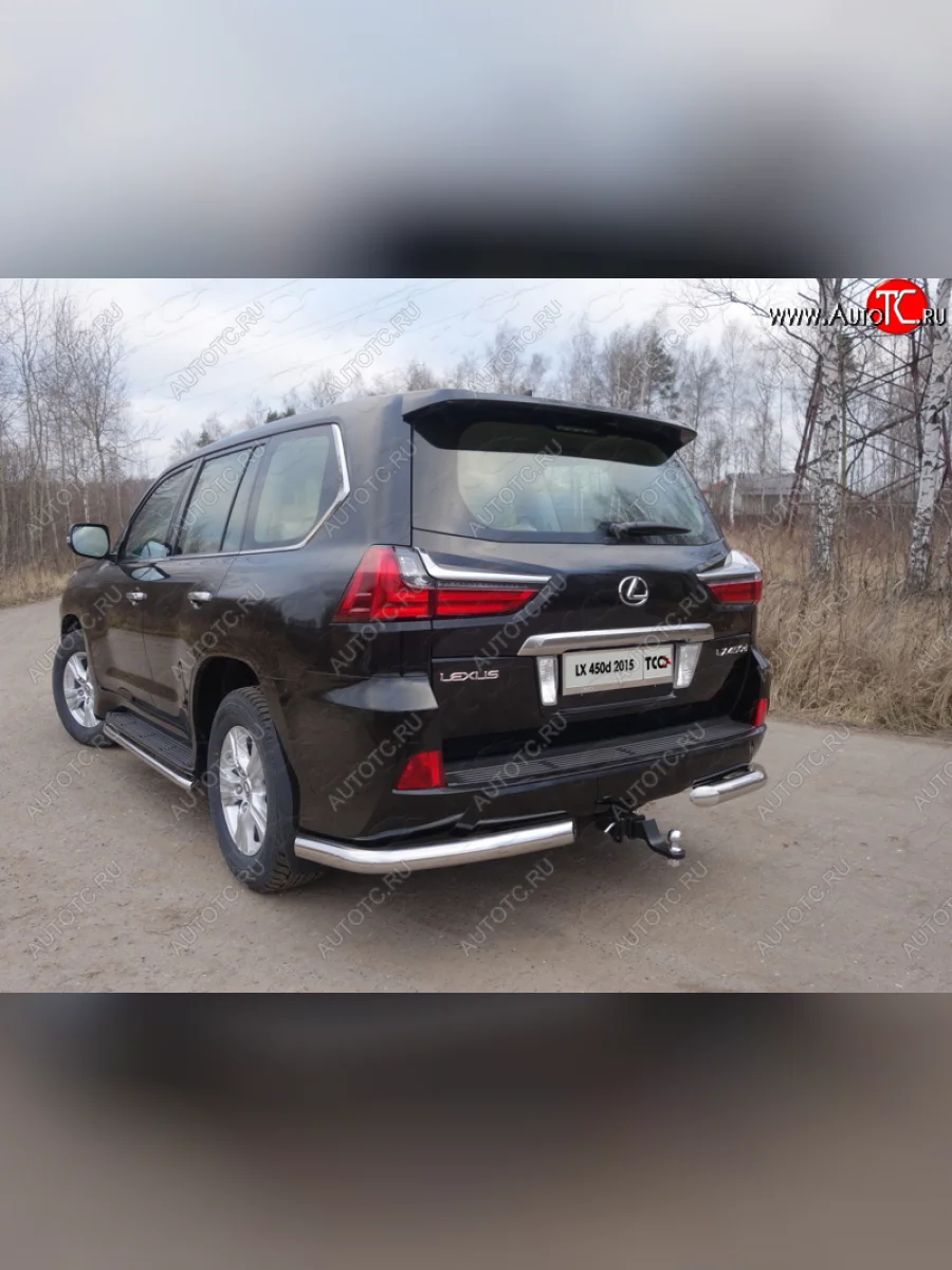 Защита задняя (уголки, нержавейка 76,1 мм) ТСС Тюнинг Lexus LX450d J200 2-ой рестайлинг (2015-2022)  с доставкой в г. Керчь