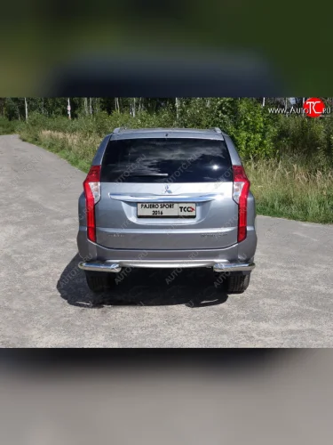 Защита задняя (уголки, нержавейка 76,1 мм) ТСС Тюнинг Mitsubishi Pajero Sport  QE (2015-2021) дорестайлинг