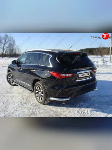 Защита задняя (уголки, нержавейка 76,1 мм) ТСС Тюнинг INFINITI QX60  L50 (2013-2016) дорестайлинг