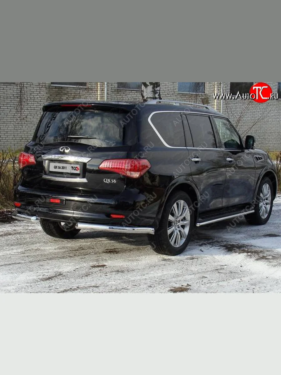 Защита задняя (уголки, нержавейка 76,1 мм) ТСС Тюнинг INFINITI QX56 Z62 (2010-2013)  в Перми Пермском крае