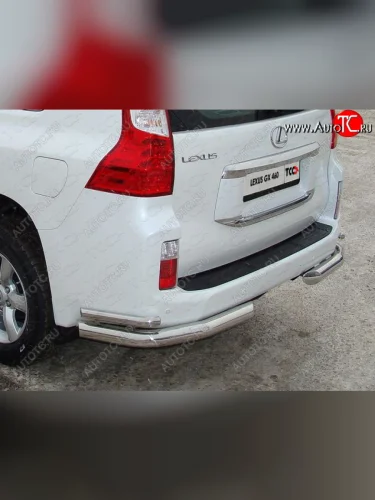 Защита задняя (уголки, нержавейка 76,1*42,4 мм) ТСС Тюнинг Lexus GX460  J150 (2009-2013) дорестайлинг