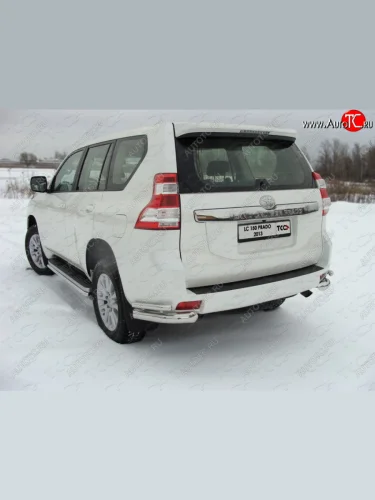 Защита задняя (уголки, нержавейка 76,1*42,4 мм) ТСС Тюнинг Toyota Land Cruiser Prado  J150 (2013-2017) 1-ый рестайлинг