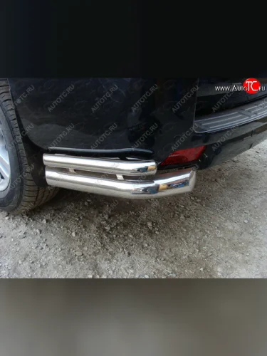 Защита задняя (уголки, нержавейка 76,1*42,4 мм) ТСС Тюнинг Toyota Land Cruiser Prado  J150 (2009-2013) дорестайлинг