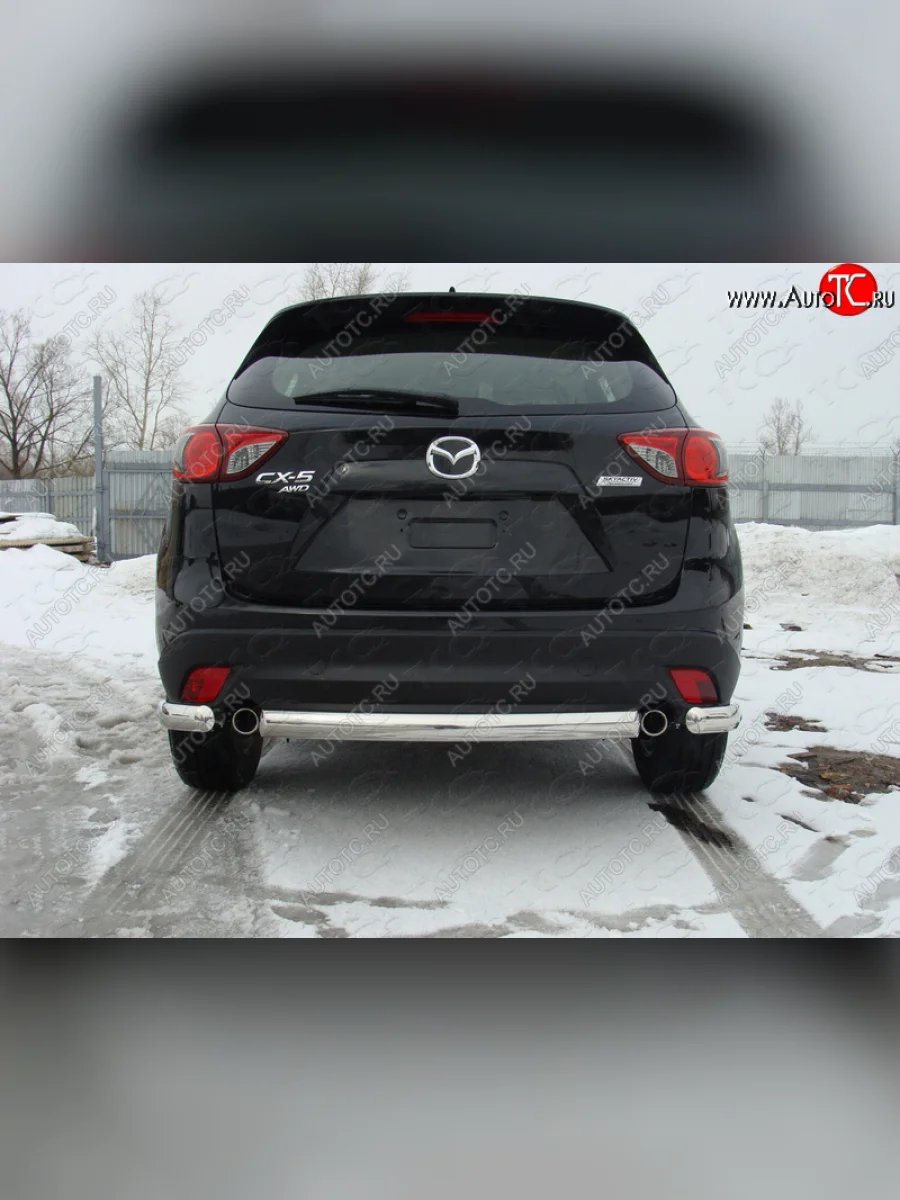 Защита задняя (центральная короткая, нержавейка 75*42 мм) ТСС Тюнинг Mazda CX-5 KE дорестайлинг (2011-2014)  в Керчи Республика Крым
