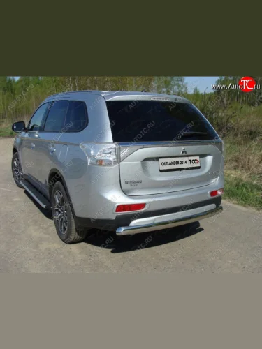Защита задняя центральная овал нержавейка 75*42 мм ТСС Тюнинг Mitsubishi Outlander  GF (2014-2016) 1-ый рестайлинг