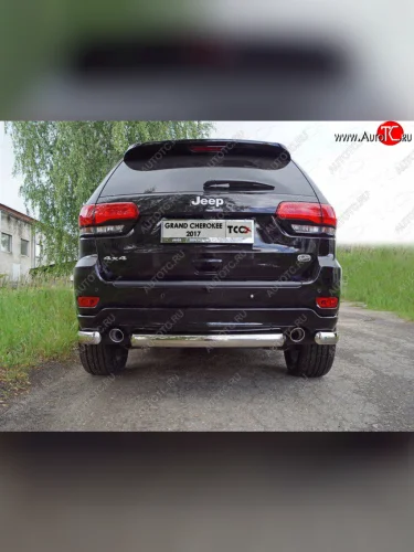 Защита задняя центральная овальная нержавейка 75*42 мм ТСС Тюнинг Jeep Grand Cherokee  WK2 (2013-2018) 1-ый рестайлинг