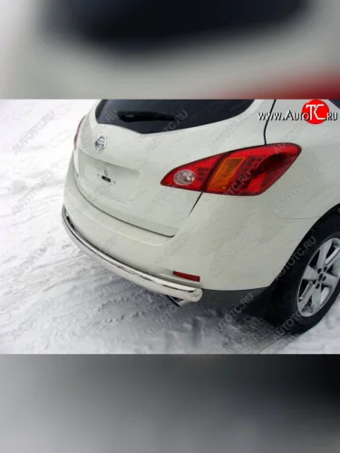 Защита задняя центральная овальная нержавейка 75*42 мм ТСС Тюнинг Nissan Murano  2 Z51 (2010-2016) рестайлинг