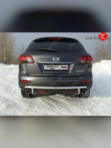 Защита задняя (центральная нержавейка 50,8*42,4 мм) ТСС Тюнинг Mazda CX-9  TB (2012-2015) 2-ой рестайлинг