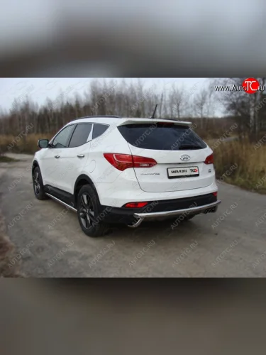 Защита задняя (центральная нержавейка 60,3 мм) ТСС Тюнинг Hyundai Santa Fe  DM (2012-2019) дорестайлинг, рестайлинг