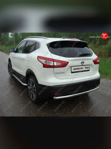 Защита задняя (центральная нержавейка 60,3 мм) ТСС Тюнинг Nissan Qashqai  2 (2013-2019) J11 дорестайлинг