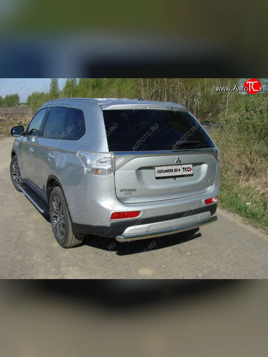 Защита задняя (центральная нержавейка 60,3 мм) ТСС Тюнинг  Mitsubishi Outlander (2014-2016) GF  с доставкой в г. Керчь