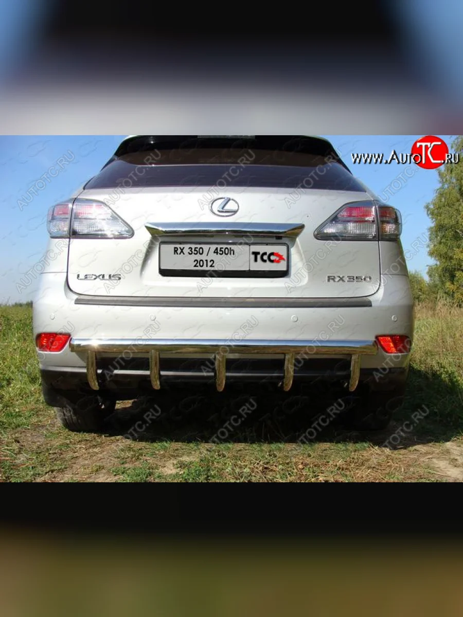 Защита задняя (центральная, нержавейка 60,3*42,4 мм) кроме F-Sport ТСС Тюнинг Lexus RX350 AL10 рестайлинг (2012-2015)  в Керчи Республика Крым