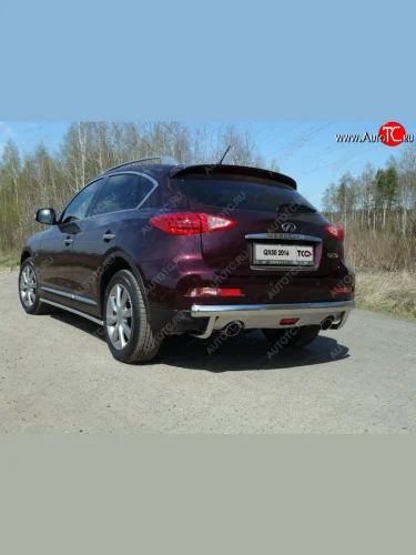 Защита задняя (центральная, нержавейка d75*42,4 мм) ТСС Тюнинг (центральная) INFINITI Qx50  J50 (2015-2018) рестайлинг