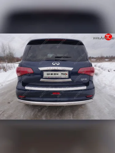 Защита задняя (центральная, нержавейка d75*42 мм) ТСС Тюнинг (центральная) INFINITI QX80  Z62 (2014-2018) 1-ый рестайлинг