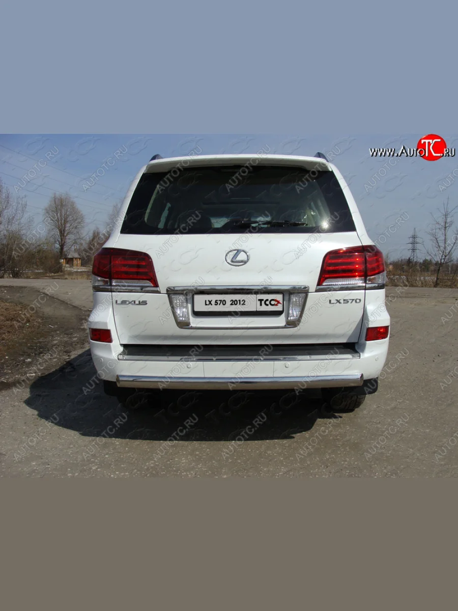Защита задняя (центральная, нержавейка d75*42 мм) ТСС Тюнинг Lexus LX570 J200 1-ый рестайлинг (2012-2015) (центральная)  с доставкой в г. Пермь