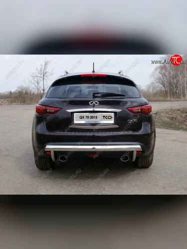 Защита задняя (центральная, нержавейка d75*42 мм) ТСС Тюнинг (центральная) INFINITI QX70  S51 (2013-2020)