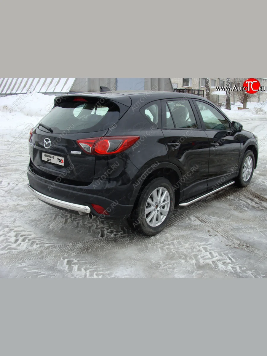 Защита задняя (центральная, нержавейка d75*42 мм) ТСС Тюнинг Mazda CX-5 KE дорестайлинг (2011-2014) (центральная)  с доставкой в г. Керчь