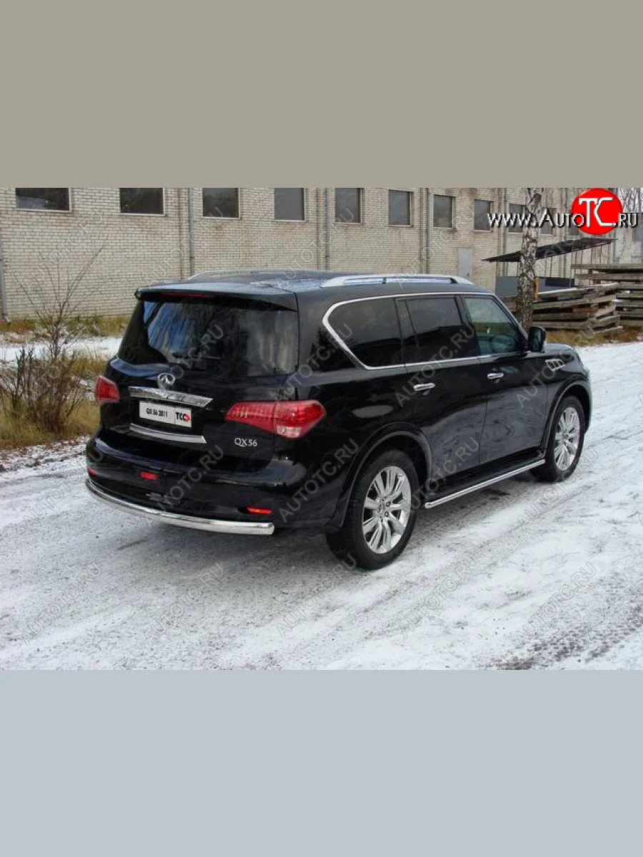 Защита задняя (центральная, нержавейка d75*42 мм) ТСС Тюнинг  INFINITI QX56 (2010-2013) Z62 (центральная)  с доставкой в г. Керчь