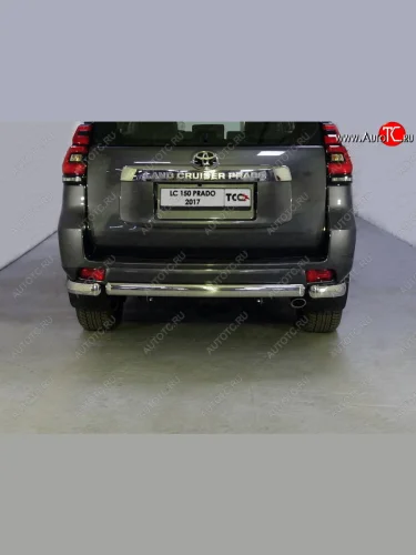 Защита задняя (центральная, нержавейка d75*42 мм) ТСС Тюнинг (центральная) Toyota Land Cruiser Prado  J150 (2017-2020) 2-ой рестайлинг