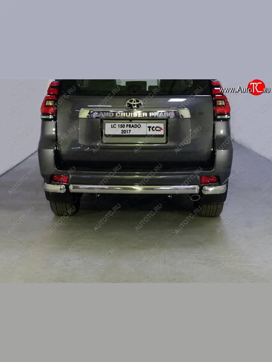 Защита задняя (центральная, нержавейка d75*42 мм) ТСС Тюнинг Toyota Land Cruiser Prado J150 2-ой рестайлинг (2017-2020) (центральная)  в Воронеже Воронежской области