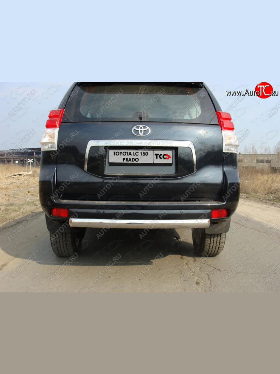 Защита задняя (центральная, нержавейка d75*42 мм) ТСС Тюнинг Toyota Land Cruiser Prado J150 дорестайлинг (2009-2013) (центральная)  в Самаре Самарской области