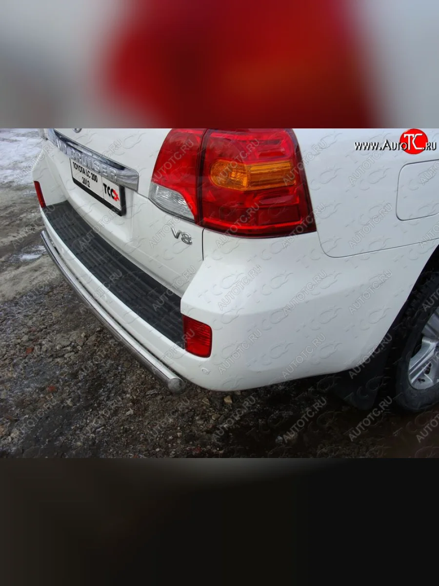 Защита задняя (центральная, нержавейка d75*42 мм) ТСС Тюнинг Toyota Land Cruiser 200 1-ый рестайлинг (2012-2015) (центральная)  в Самаре Самарской области