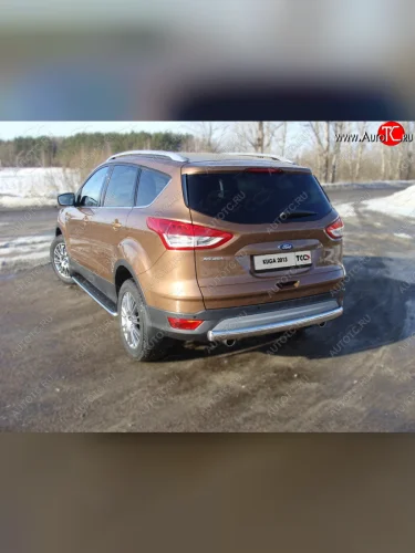 Защита задняя (центральная, нержавейка d75*42 мм) ТСС Тюнинг (центральная) Ford Kuga  2 (2013-2016) дорестайлинг