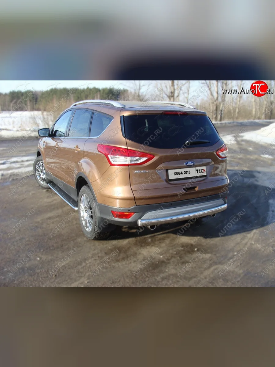 Защита задняя (центральная, нержавейка d75*42 мм) ТСС Тюнинг Ford Kuga 2 дорестайлинг (2013-2016) (центральная)  в Воронеже Воронежской области