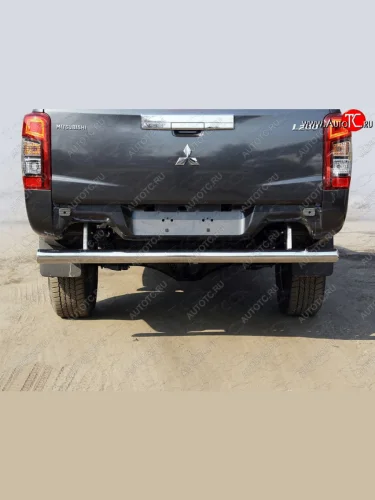 Защита задняя (центральная, нержавейка d76,1 мм) ТСС Тюнинг (нержавейка) Mitsubishi L200 5 KK,KL рестайлинг (2018-2022)