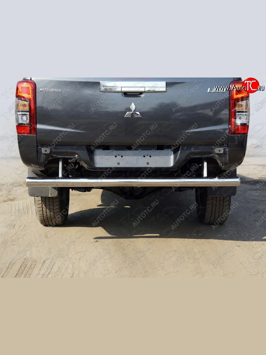 Защита задняя (центральная, нержавейка d76,1 мм) ТСС Тюнинг Mitsubishi L200 5 KK,KL рестайлинг (2018-2022) (нержавейка)  в Перми Пермском крае
