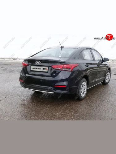 Защита задняя (центральная d25 мм), ТСС Тюнинг Hyundai Solaris HCR седан дорестайлинг (2017-2020) (центральная)