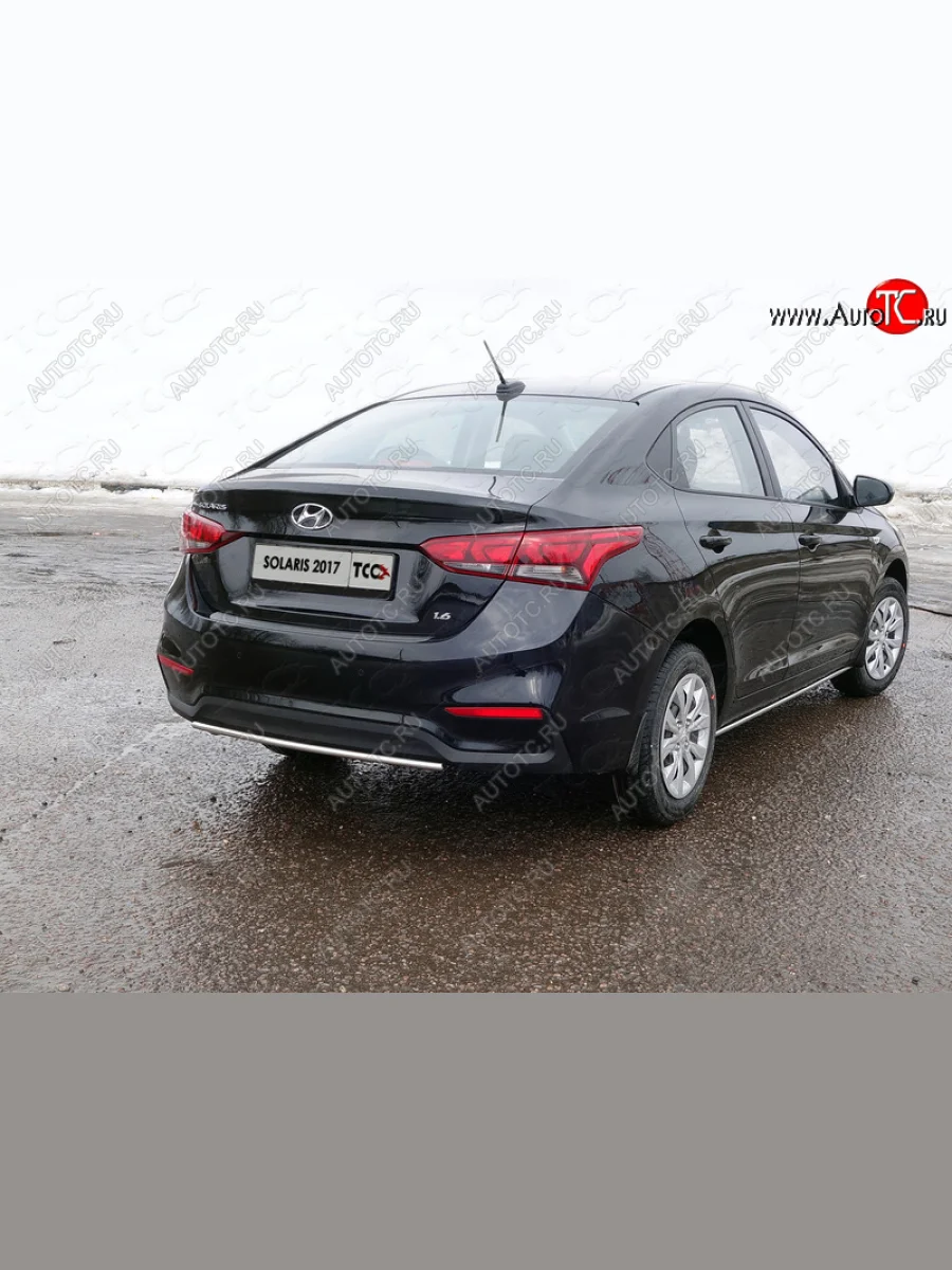 Защита задняя (центральная d25 мм), ТСС Тюнинг Hyundai Solaris HCR седан дорестайлинг (2017-2020) (центральная)  в Керчи Республика Крым