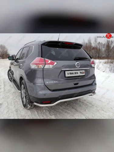 Защита задняя (нержавейка d42,4 мм), ТСС Тюнинг Nissan X-trail  3 T32 (2013-2018) дорестайлинг