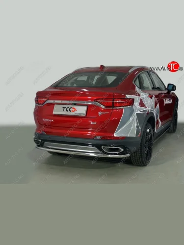 Защита задняя (нержавейка d42,4 мм), ТСС Тюнинг Geely Tugella  FY11,HPBA4 (2019-2025) дорестайлинг, рестайлинг