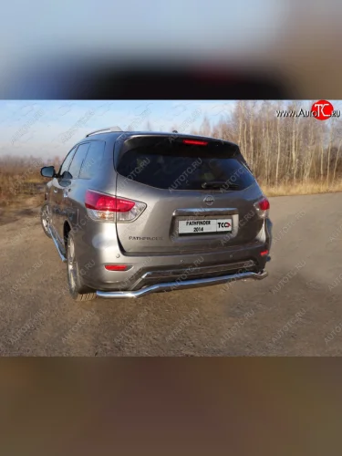 Защита задняя (нержавейка 60,3 мм) ТСС Тюнинг Nissan Pathfinder  R52 (2012-2017) дорестайлинг