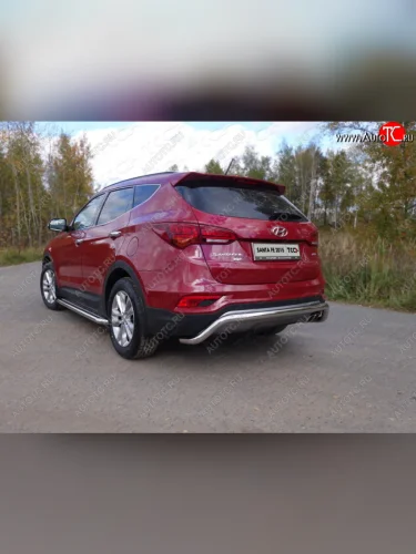Защита задняя (нержавейка 60,3 мм) ТСС Тюнинг Hyundai Santa Fe  DM (2015-2019) рестайлинг