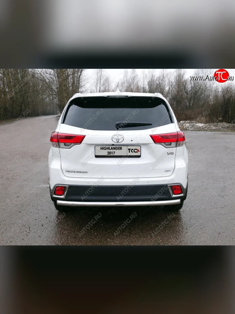 Защита задняя (нержавейка 60,3 мм) ТСС Тюнинг Toyota Highlander XU50 рестайлинг (2016-2020)  в Самаре Самарской области