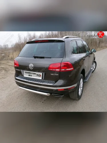 Защита задняя (нержавейка 60,3 мм) ТСС Тюнинг Volkswagen Touareg  2 NF (2014-2018) рестайлинг