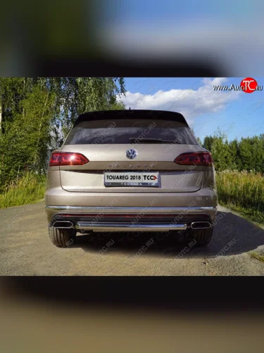 Защита задняя (нержавейка 60,3 мм) ТСС Тюнинг Volkswagen Touareg  3 CR (2018-2022) дорестайлинг