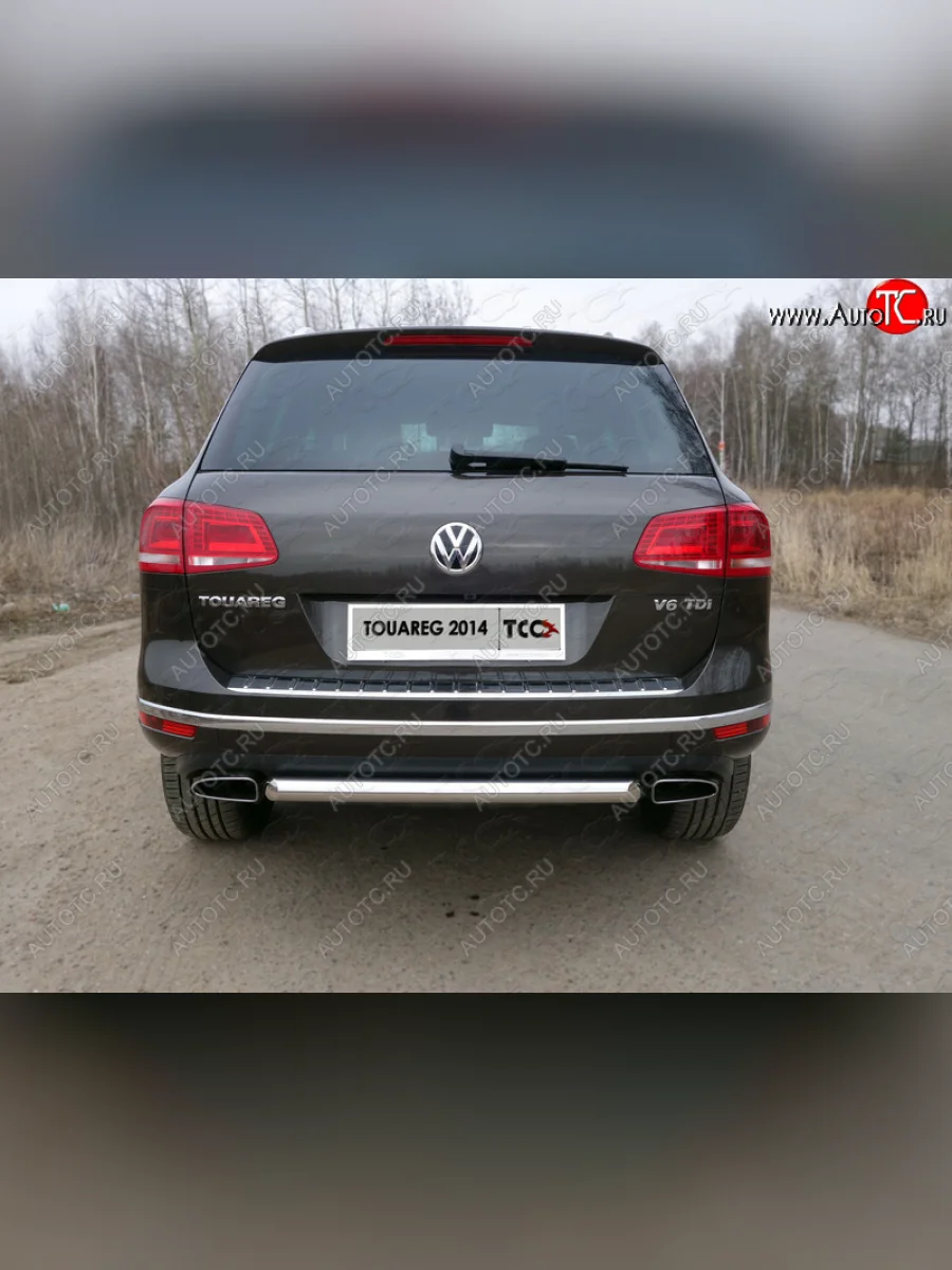 Защита задняя (нержавейка 60,3 мм) ТСС Тюнинг  Volkswagen Touareg (2014-2018) 2 NF  в Воронеже Воронежской области