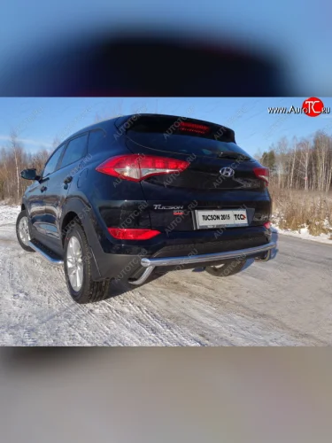 Защита задняя (нержавейка 60,3*42,4 мм) ТСС Тюнинг Hyundai Tucson  TL (2015-2018) дорестайлинг