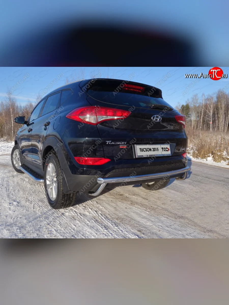 Защита задняя (нержавейка 60,3*42,4 мм) ТСС Тюнинг  Hyundai Tucson (2015-2018) TL  с доставкой в г. Керчь