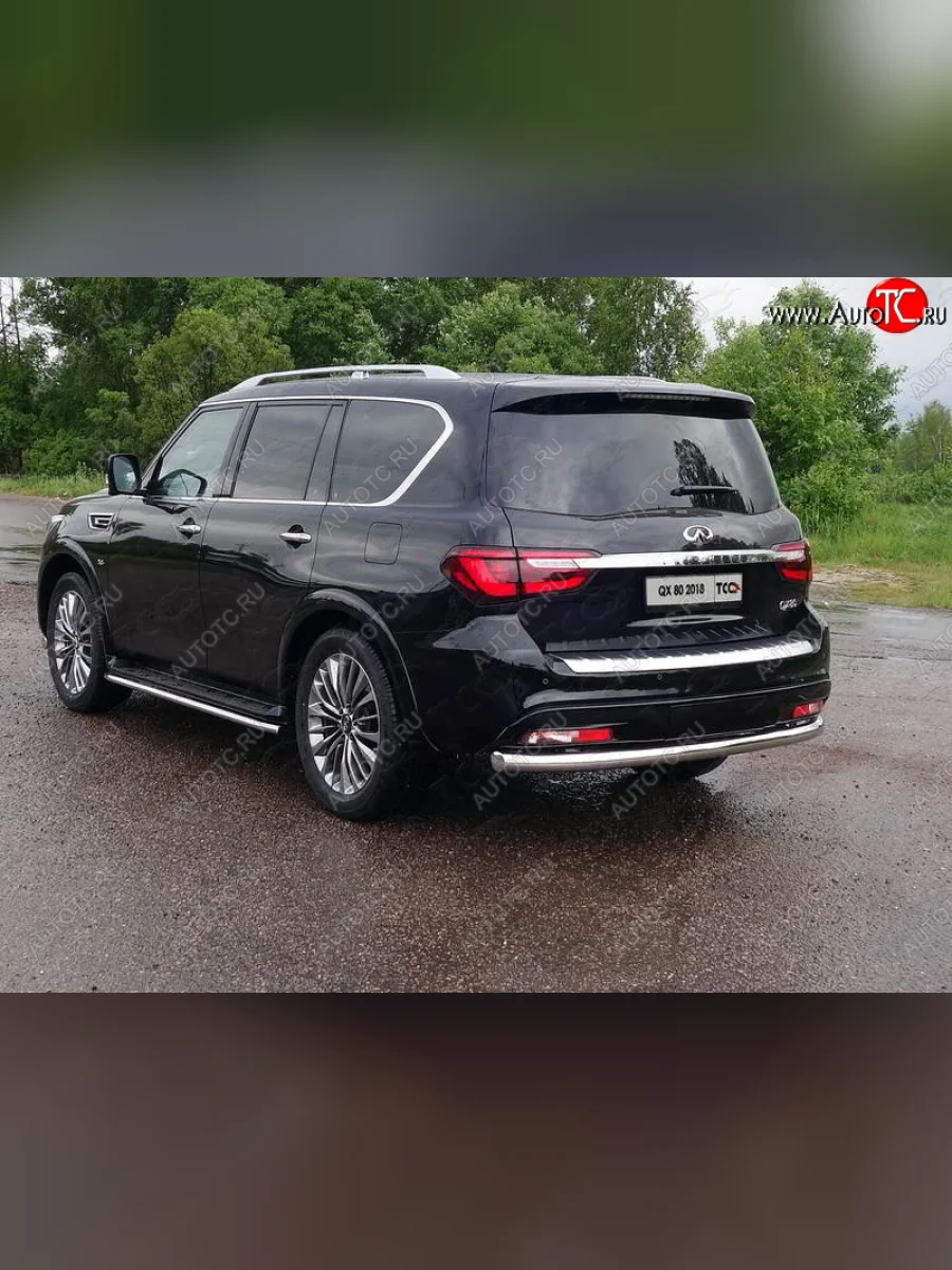 Защита задняя (нержавейка 76,1 мм) ТСС Тюнинг  INFINITI QX80 (2018-2024) Z62  с доставкой в г. Керчь