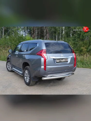 Защита задняя (нержавейка 76,1 мм) ТСС Тюнинг Mitsubishi Pajero Sport  QE (2015-2021) дорестайлинг