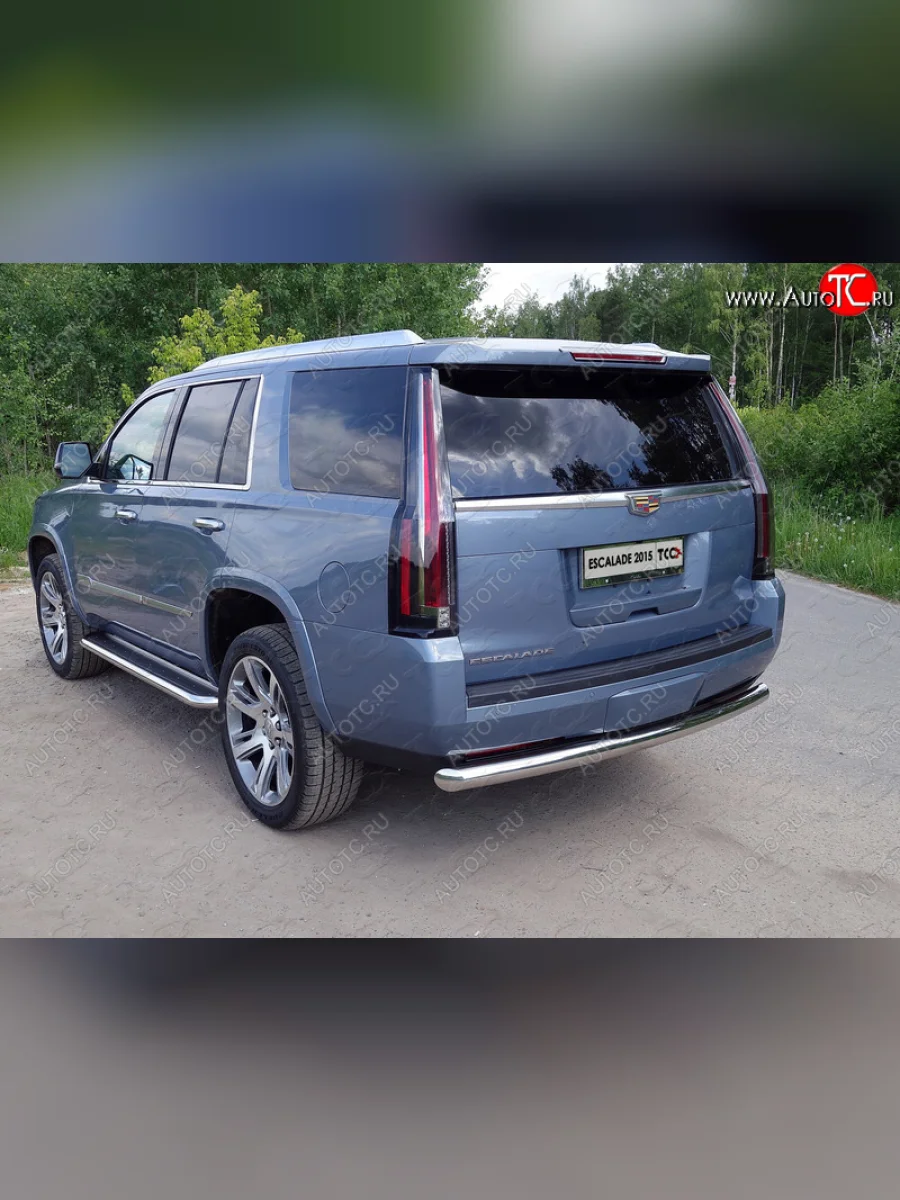 Защита задняя (нержавейка 76,1 мм) ТСС Тюнинг  Cadillac Escalade (2015-2020) GMTK2 джип 5 дв.  с доставкой в г. Керчь