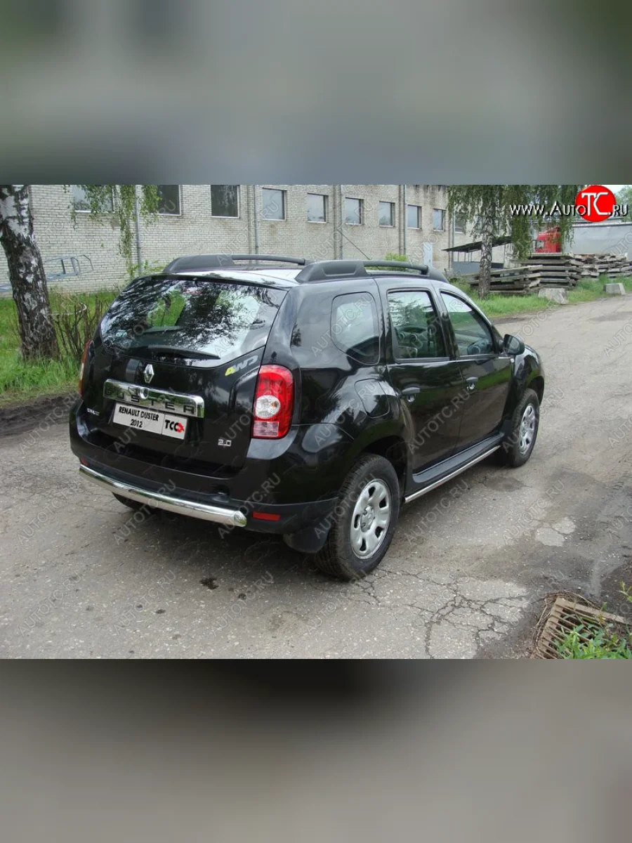 Защита задняя (овальная короткая 75х42 мм) ТСС Тюнинг Renault Duster HS дорестайлинг (2010-2015) (овальная короткая)  в Керчи Республика Крым