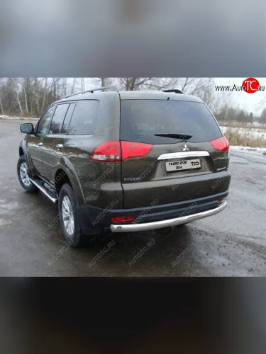 Защита задняя (центральная овальная 75х42 мм) ТСС Тюнинг Mitsubishi Pajero Sport  PB (2013-2017) рестайлинг
