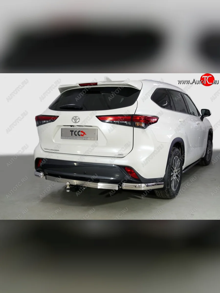 Защита задняя (уголки овальные 75х42 мм) ТСС Тюнинг  Toyota Highlander (2020-2025) XU70 (уголки овальные)  с доставкой в г. Керчь